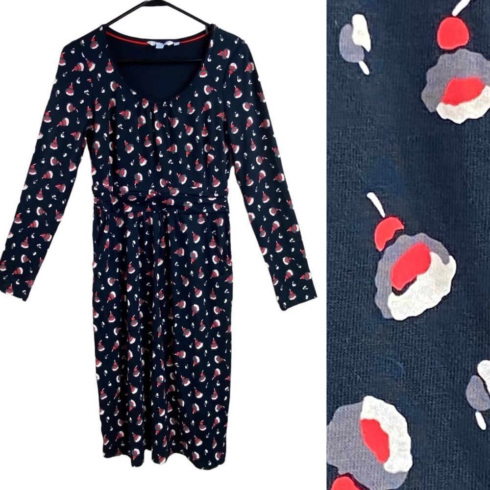 Boden Womens Long Sleeve Floral Jersey Knit Midi Dress Size 4 long